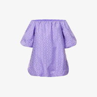 Тканое мини-платье мини с пышной кромкой и цветочной вышивкой Amy Lynn, сиреневый