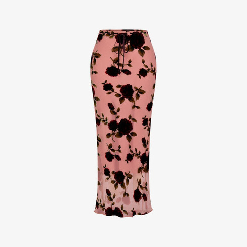 Бархатная юбка макси Imaan с цветочной вышивкой и эластичной тканью House Of Cb, розовый