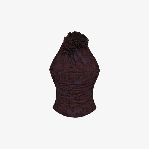 Топ Kyra из эластичной ткани с воротником-халтер и цветочным декором House Of Cb, цвет cocoa