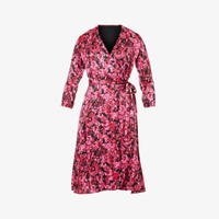 Тканое платье миди с запахом и цветочным принтом Ikks, розовый