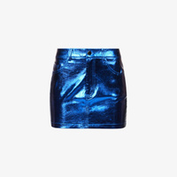 Мини-юбка из искусственной кожи металлик со средней посадкой Amy Lynn, цвет cobalt