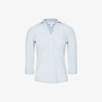 Рубашка облегающего кроя из джерси из органического хлопка The White Company, синий