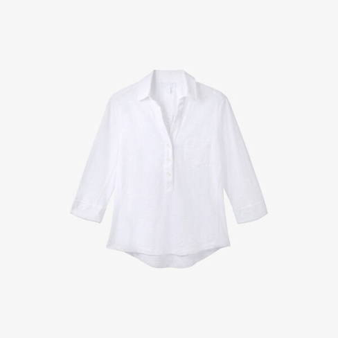 Рубашка облегающего кроя из джерси из органического хлопка The White Company, белый
