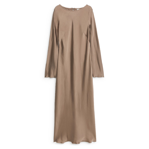 Платье Arket Bias Cut Midi, серо-коричневый
