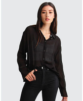 Женская шифоновая блузка с гофрированными сборками Yoko Belle & Bloom, черный