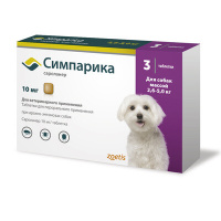 Симпарика Таблетки от блох и клещей для собак весом от 2,5 до 5 кг, 1табл