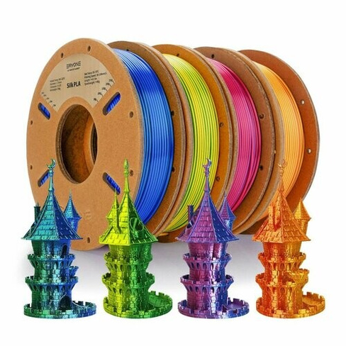 Набор из 4 катушек 0.25 кг пластика PLA Silk Dual Color 1,75 мм (Eryone) разных цветов - Тип 8 ERYONE