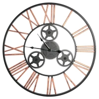 Часы настенные Dream River Шестеренки GH60189 круглые металл цвет черно-золотой бесшумные ø58 DREAM RIVER GH60189 Осень