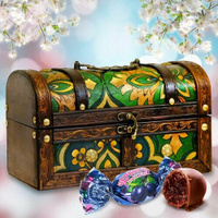 Конфеты Чернослив Шоколадный в подарочном наборе - Сундук Зеленый, сладкий подарок, 600 гр Кремлина