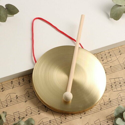 Музыкальный инструмент Гонг 15 см, колотушка в комплекте Music Life