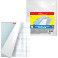 Набор пластиковых обложек ErichKrause Fizzy Clear, для тетрадей и дневников, 212x347мм, 80 мкм