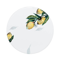 Подставка под кружку, 11 см, керамика/пробка, круглая, белая, Лимоны, Sicily in bloom