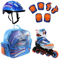 Набор роликовые коньки раздвижные SPORTER black, шлем, набор защиты, в сумке (S: 31-34) Alpha Caprice