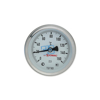 Термометр биметаллический, 160°c, с погружной гильзой 60 мм No brand