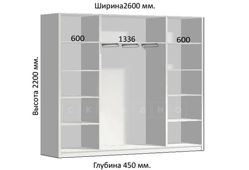 Шкаф-купе Комфорт ширина 260 см, модель 2650