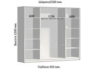 Шкаф-купе Комфорт ширина 250 см, модель 2550