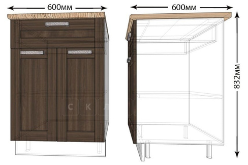 Кухонный шкаф напольный Лофт ШН1Я60 с 1 ящиком