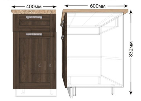 Кухонный шкаф напольный Лофт ШН1Я40 с 1 ящиком