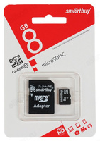 Карта MicroSD 8GB Smart Buy Class10+адаптер SMARTBUY