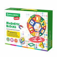 Магнитный конструктор MEGA MAGNETIC BLOCKS-79 с колесной базой и каруселью BRAUBERG KIDS 663848