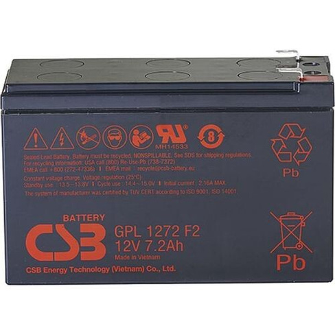 Аккумуляторная батарея для ИБП CSB GPL1272 F2 FR 12В, 7.2Ач [gpl1272f2]