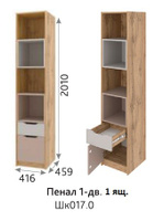 Шкаф-пенал 1 дв. 1 ящ. Модена (Омск-мебель),