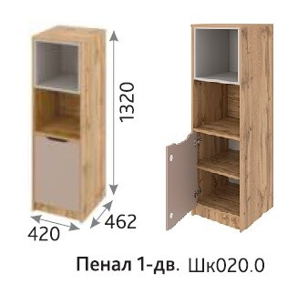 Шкаф-пенал 1 дв. малый Модена (Омск-мебель),