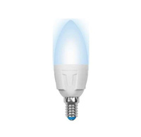 Лампа светодиодная LED-C37 7W/NW/E14 /FR PLP01WH Яркая 7Вт свеча матовая 4000К нейтр. бел. E14 (упак. картон) Uniel UL-0