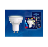 Лампа светодиодная LED-JCDR 6W/WW/GU10/FR PLP01WH Яркая JCDR 6Вт матовая 3000К тепл. бел. GU10 (упак. картон) Uniel UL-0