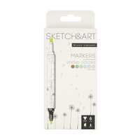 Набор маркеров Sketch&Art Весенний пейзаж двусторонних 6 цветов (толщина линии 1-5 мм) Bruno Visconti