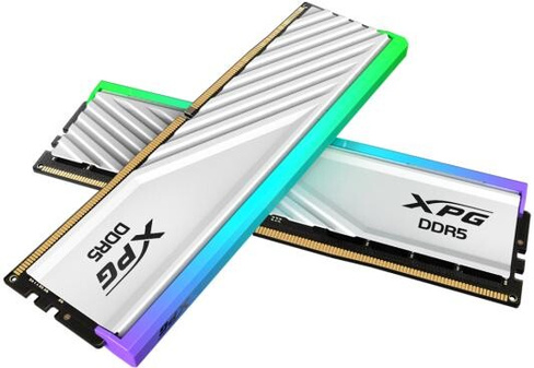 Оперативная память для компьютера 32Gb (2x16Gb) PC5-51200 6400MHz DDR5 DIMM CL32 ADATA XPG Lancer Blade RGB White AX5U64