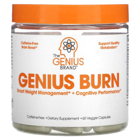 Пищевая Добавка The Genius and Genius Mushrooms Genius Burn без кофеина, 60 растительных капсул