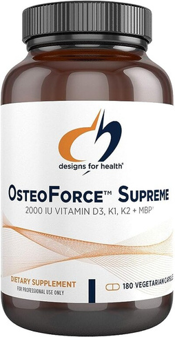 Designs for Health OsteoForce Supreme —малат кальция, магний, хелат цинка, 2000 МЕ витамина D, витамин K, 180 капсул