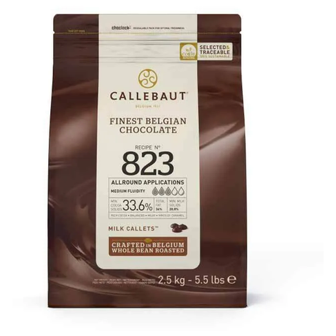 Бельгийский молочный шоколад Callebaut N823 / Кондитерский шоколад в каллетах, 33,6% (2,5 кг)