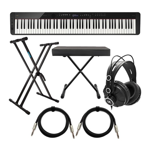 Casio PX-S3100 88-клавишное цифровое пианино (черного цвета) с двойной подставкой для клавиатуры X, скамьей для клавиату