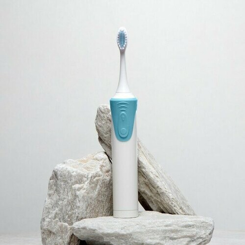 Электрическая зубная щётка Luazon LP-009, вибрационная, 8500 дв/мин, 4 насадки, 2хАА, синяя Без бренда