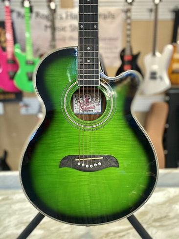 Акустическая гитара Oscar Schmidt OG10CEF TGR-A 2021 - Flame Transparent Green