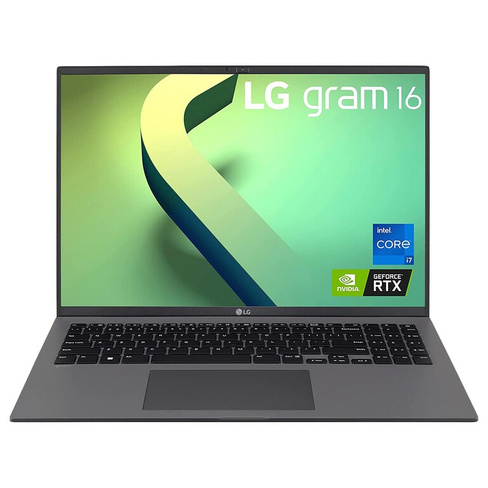 Ноутбук LG Gram, 16" WQXGA, 16Гб/1Тб, i7-1260P, GeForce RTX 2050, угольно-серый, английская клавиатура