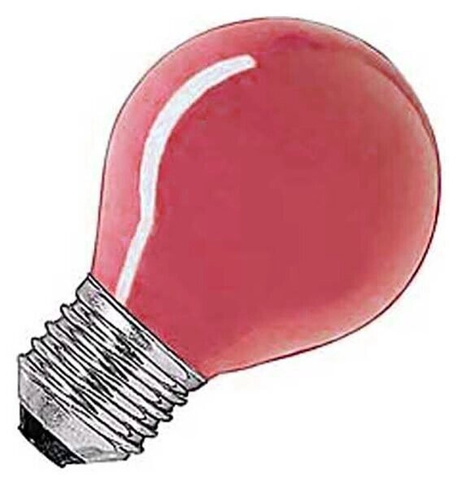 Лампа накаливания обычная 15W R45 Е27, Красная