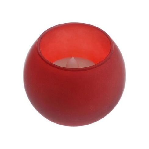 Светодиодная свеча в красном стакане шар