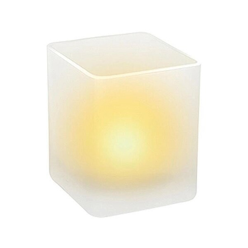 Светодиодная свеча в белом стакане куб