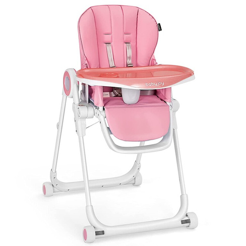 Складной стульчик для кормления с регулируемой спинкой Baby Joy, розовый