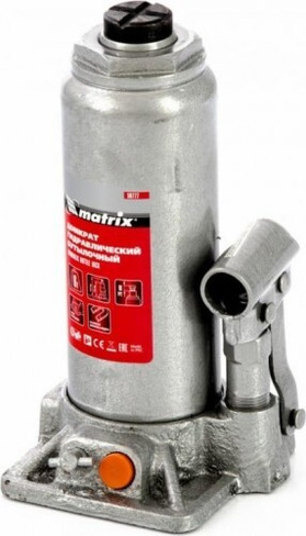 Домкрат бутылочный MATRIX 6 т, h подъема 216–413 мм, в пласт. Кейсе [50777]