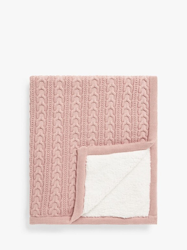 Детское одеяло из шерпы шерстяной вязки John Lewis, розовое