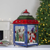Рождественский фонарь со свечой «Снеговик», красный, зеленый и синий, 15 дюймов