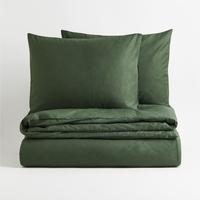 Комплект двуспального постельного белья H&M Home Cotton, темно-зеленый