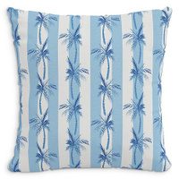 Декоративная льняная подушка Cabana Stripe Palms со вставкой из перьев, 22 x 22 дюйма Cloth & Company, цвет Blue