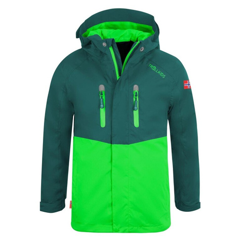 Куртка-дождевик Trollkids Nusfjord, темно-зеленый/светло-зеленый