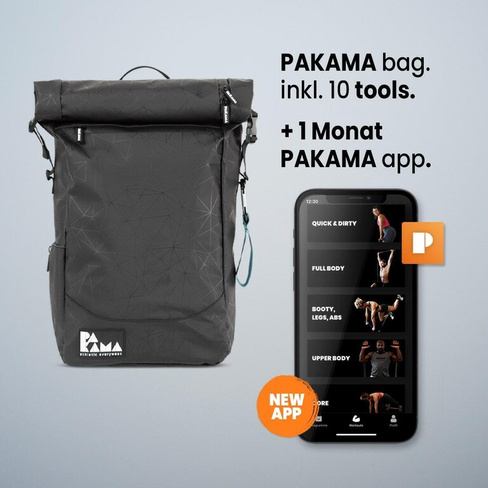 Фитнес-рюкзак PAKAMA (вкл. приложение) - тренажерный зал, который можно взять с собой, черный