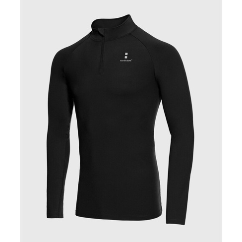 Рубашка Performance с длинным рукавом и молнией 1/4 для тенниса/падл-тенниса мужская черная NORDICDOTS, черный